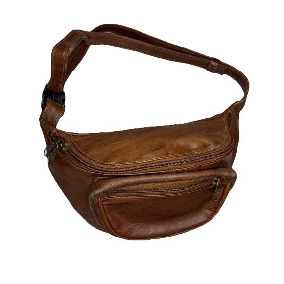 Brown Genuine Leather Fanny-Pack/Belt-Bag, Made in Columbia Hidden Pocket Back - Picture 2 of 6